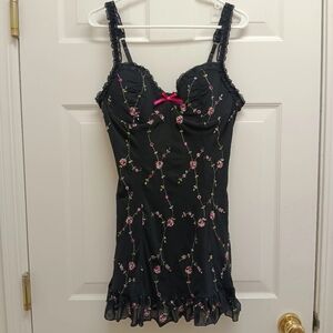 Sugar Thrillz Dolls Kill Babydoll Mini Slip Dress Fairy Whimsygoth Y2K Black XXL